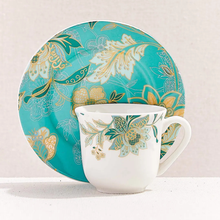 Golden Flora Porcelain Coffee Cup – Turquoise