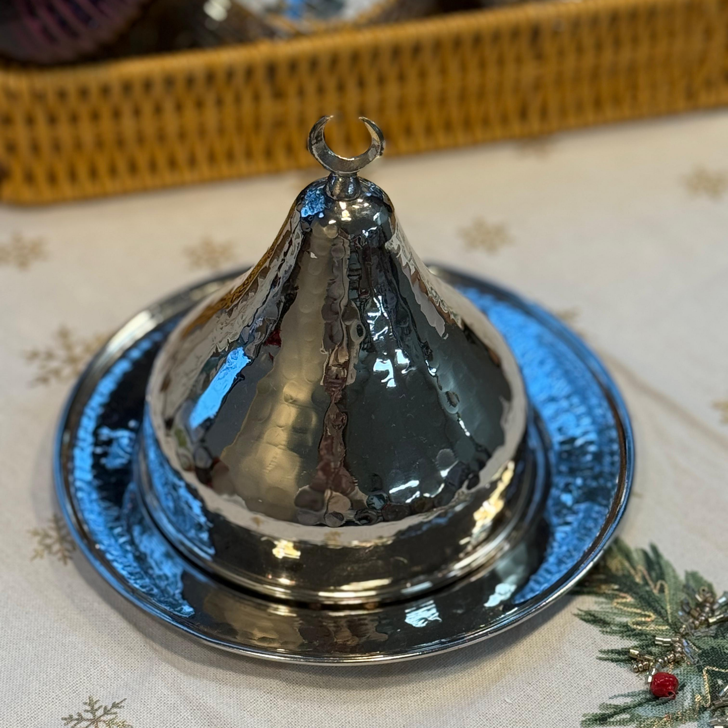 Handmade Solid Copper Table Tray & Turkish Coffee Set for 1 Person